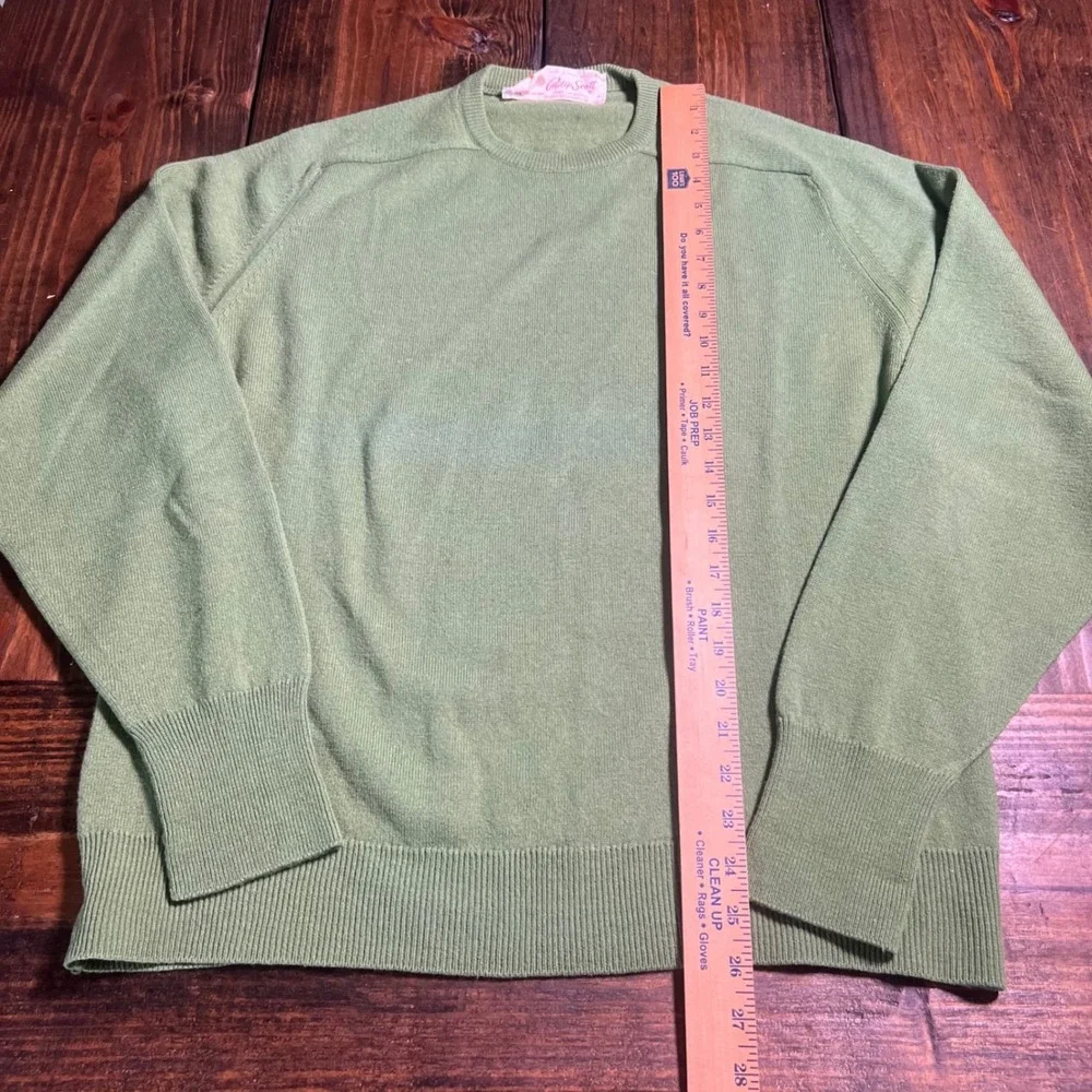 Philip Scott Mens‎ XL Sage Green 100% Lambswool Crewneck Sweater Vintage Israel